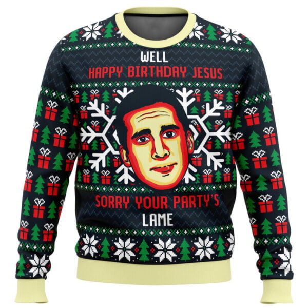 Happy Birthday Jesus Funny The Office Ugly Christmas Sweater