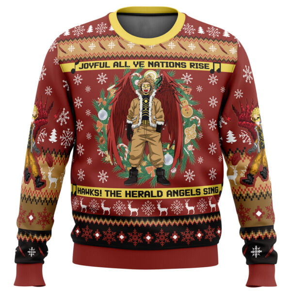 Anime Hawks Singing Christmas Song My Hero Academia Ugly Christmas Sweater