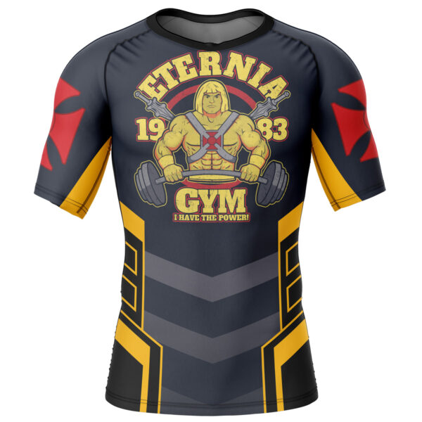 He Man Eternia Gym Masters Of The Universe Short Sleeve Rash Guard Compression Shirt