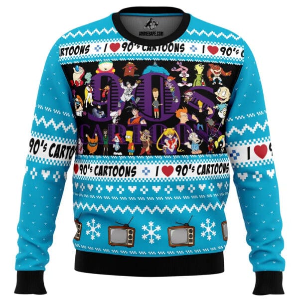 I Love The 90S Cartoons Ugly Christmas Sweater