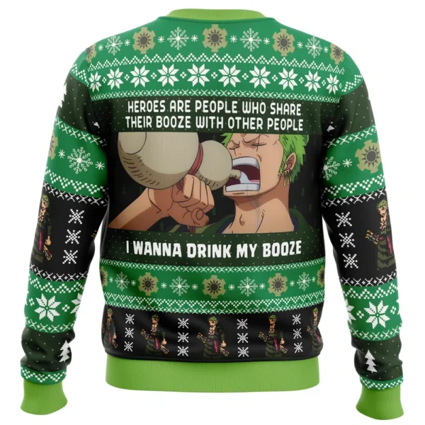 I Wanna Drink My Booze Zoro One Piece Ugly Christmas Sweater