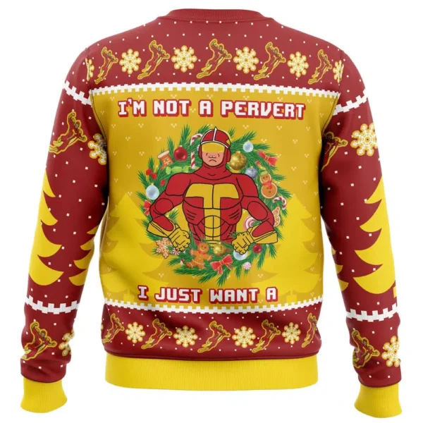 Im Not A Pervert Turbo Man Ugly Christmas Sweater