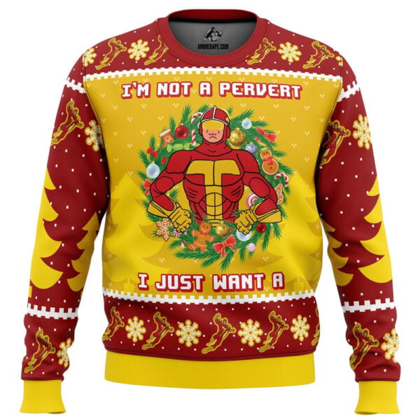 Im Not A Pervert Turbo Man Ugly Christmas Sweater