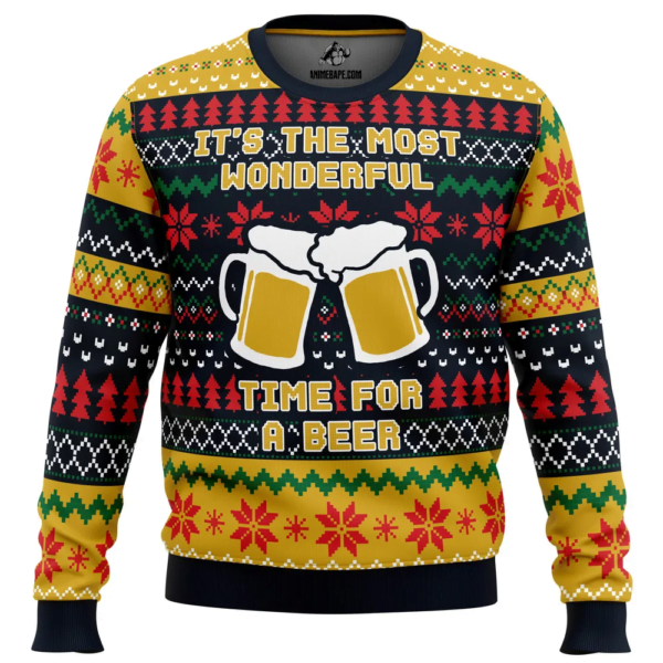 Its The Most Wonderful Time For A Beer Parody Ugly Christmas Sweater 2