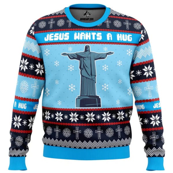 Jesus Wants A Hug Hellsing Ugly Christmas Sweater