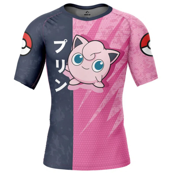 Jigglypuff Attack Pokemon Short Sleeve Rash Guard Compression Shirt