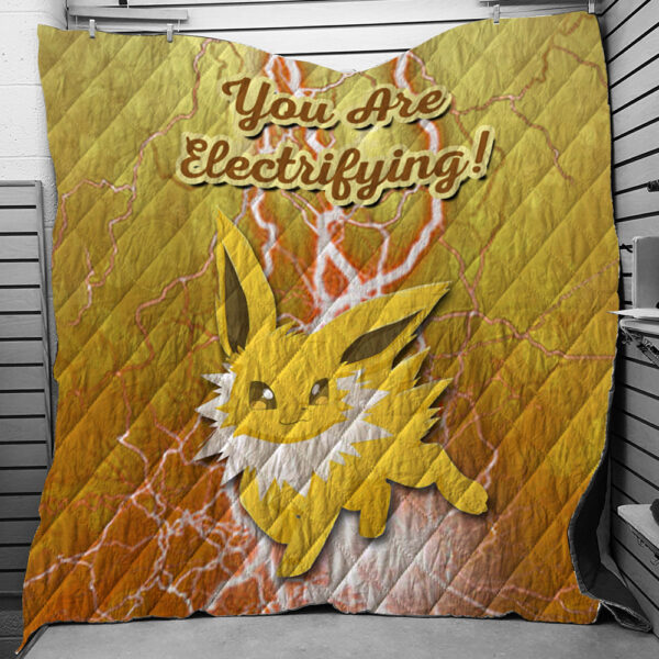 Jolteon Electrifying Pokemon Quilt Blanket