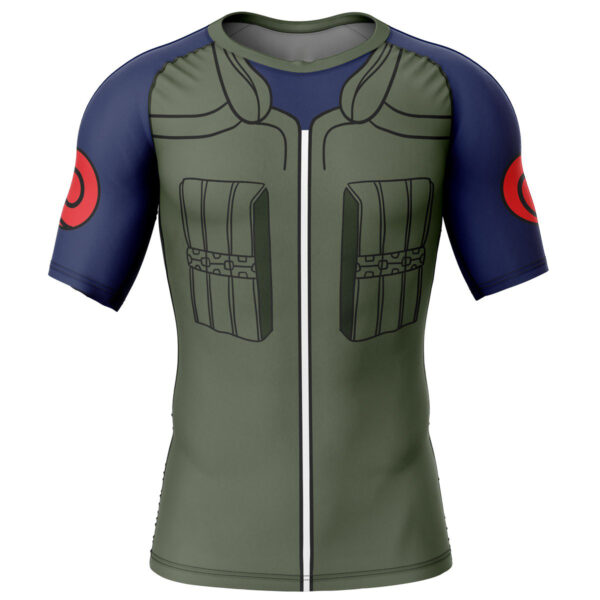 Anime Kakashi Military Uniform Naruto Short Sleeve Rash Guard Compression Shirt Anime