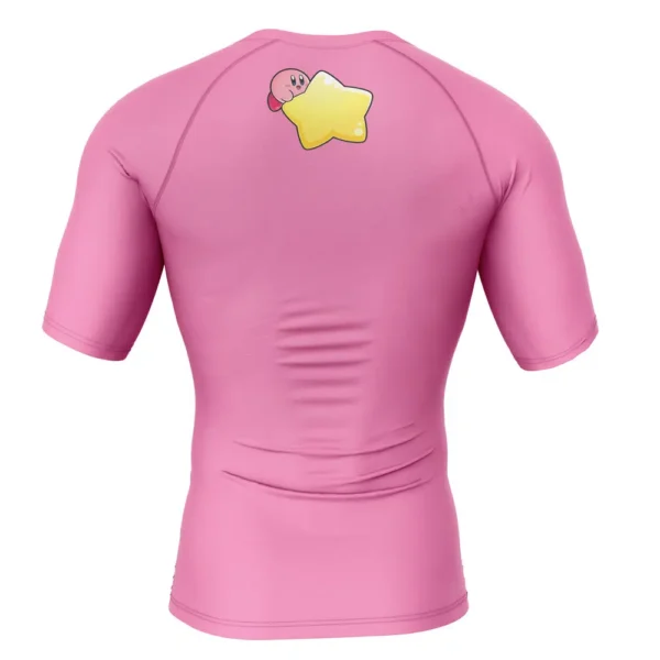 Kirbys Face Kirbys Adventure Short Sleeve Rash Guard Compression Shirt