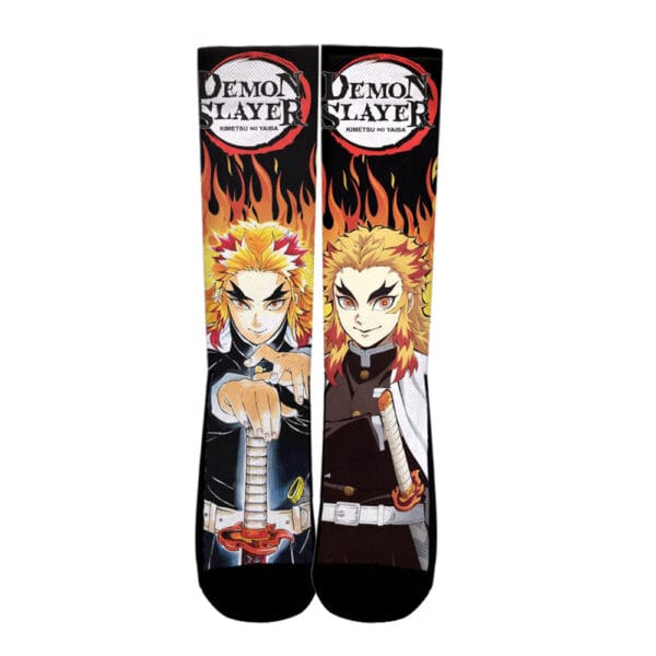 Anime Kyojuro Rengoku Socks Demon Slayer Custom Anime Socks Flames Style