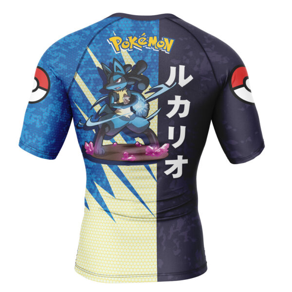 Lucario Attack Pokemon Short Sleeve Rash Guard Compression Shirt