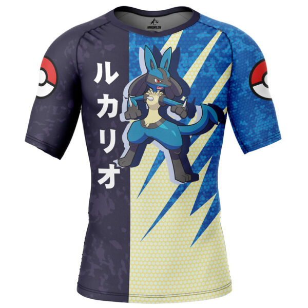 Lucario Attack Pokemon Short Sleeve Rash Guard Compression Shirt