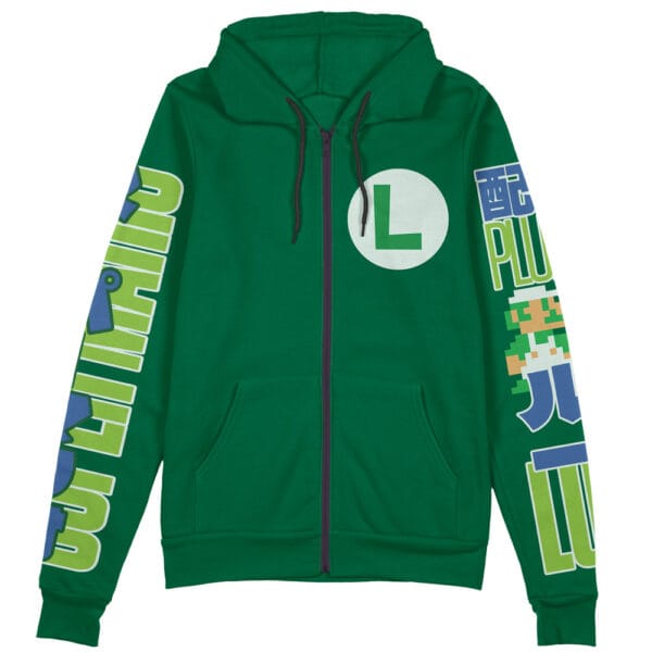 Luigi Super Mario Streetwear Zip Hoodie Jacket