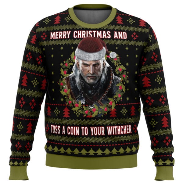 Merry Christmas And Toss A Coin The Witcher Ugly Christmas Sweater