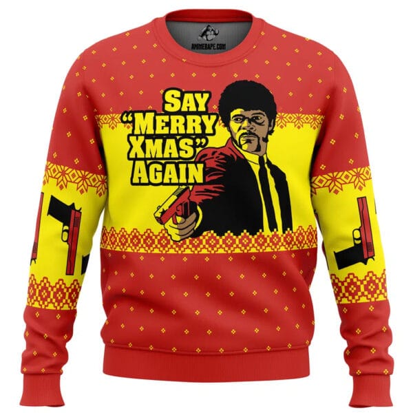 Merry Xmas Again Pulp Fiction Ugly Christmas Sweater