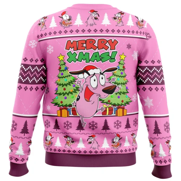 Merry Xmas Courage The Cowardly Dog Ugly Christmas Sweater