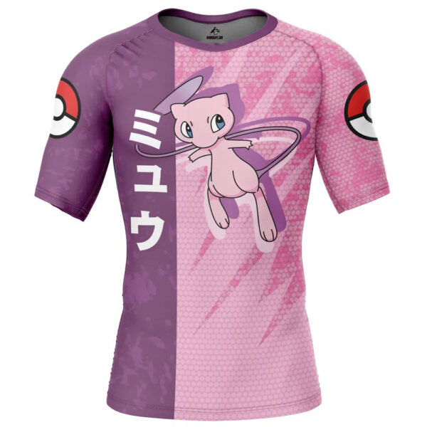 Mew Attack Pokemon Short Sleeve Rash Guard Compression Shirt