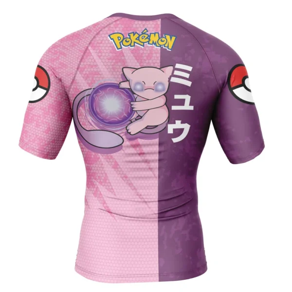 Mew Attack Pokemon Short Sleeve Rash Guard Compression Shirt