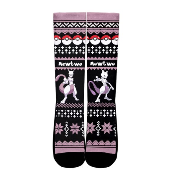 Mewtwo Socks Pokemon Custom Ugly Christmas Anime Socks