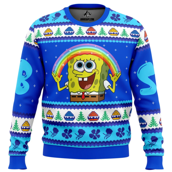 Nickelodeon Cartoons Rainbow Spongebob Ugly Christmas Sweater