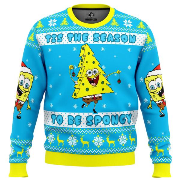 Nickelodeon Cartoons Tis The Season To Be Spongy Ugly Christmas Sweater