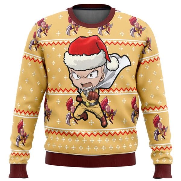 Anime One Punch Chibi Saitama Ugly Christmas Sweater