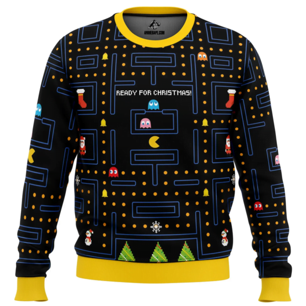 Pac Man Ready For Christmas Ugly Christmas Sweater