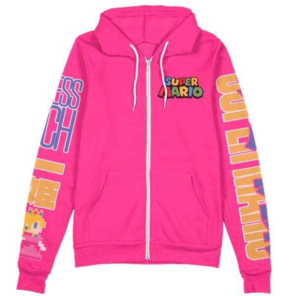 Peach Super Mario Streetwear Zip Hoodie Jacket