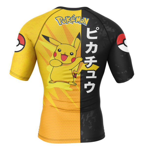 Pikachu Attack Pokemon Short Sleeve Rash Guard Compression Shirt