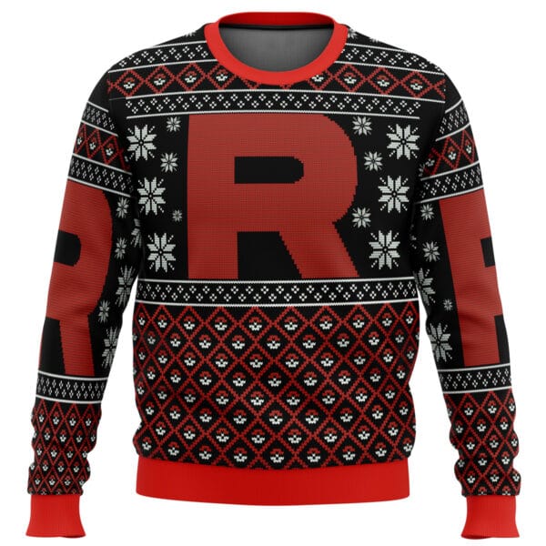 Pokemon Team Rocket Red Black Ugly Christmas Sweater