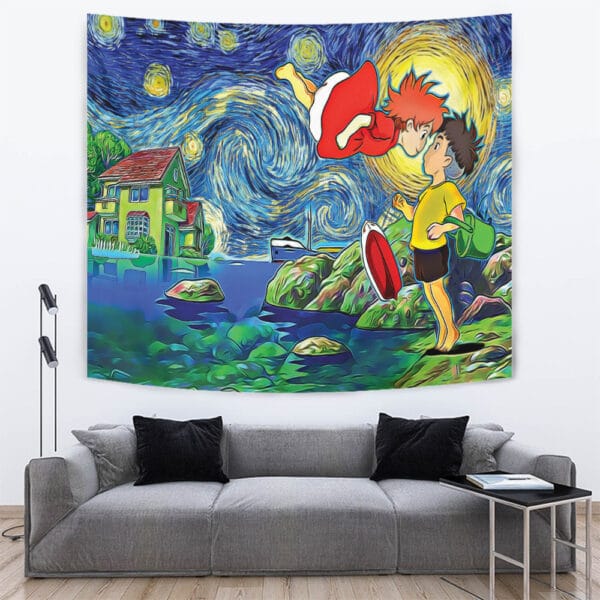 Ponyo Starry Night Studio Ghibli Tapestry