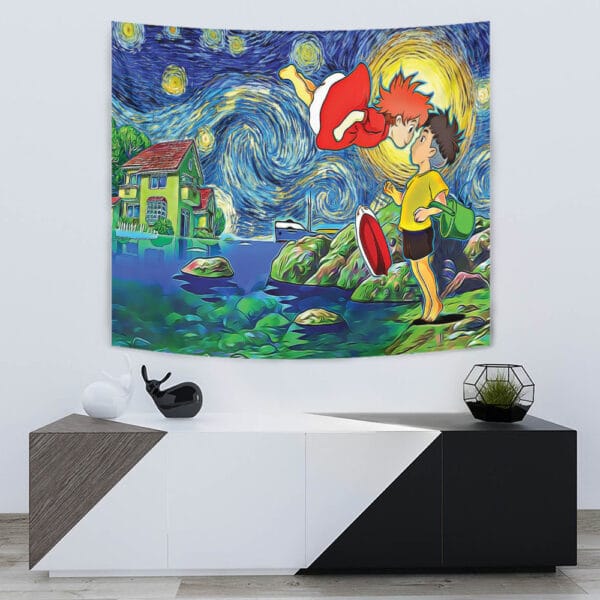 Ponyo Starry Night Studio Ghibli Tapestry