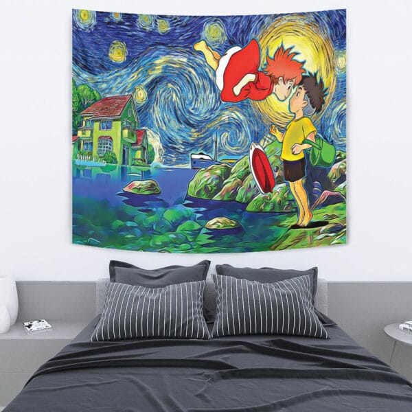 Ponyo Starry Night Studio Ghibli Tapestry