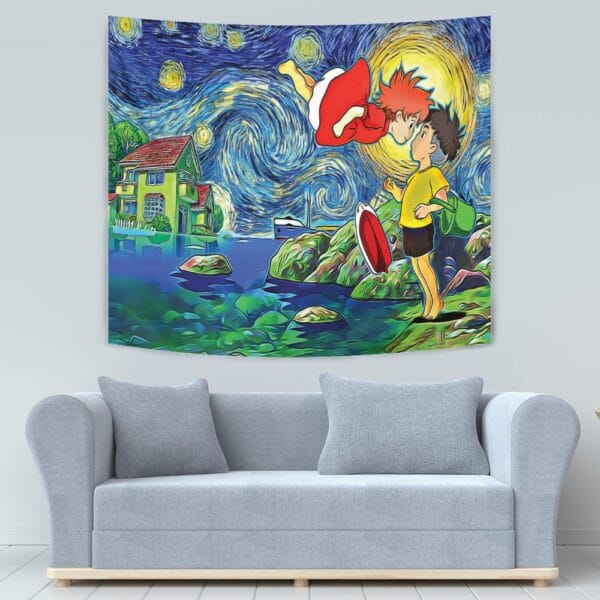 Ponyo Starry Night Studio Ghibli Tapestry