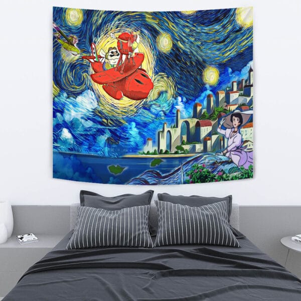 Porco Rosso Starry Night Studio Ghibli Tapestry