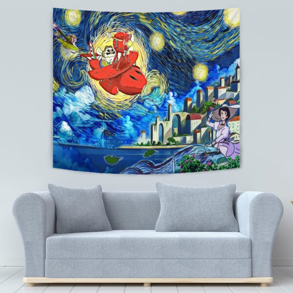 Porco Rosso Starry Night Studio Ghibli Tapestry