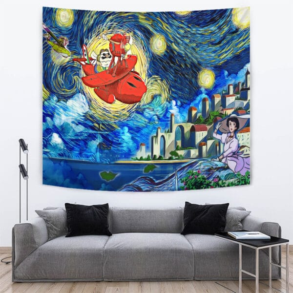 Porco Rosso Starry Night Studio Ghibli Tapestry