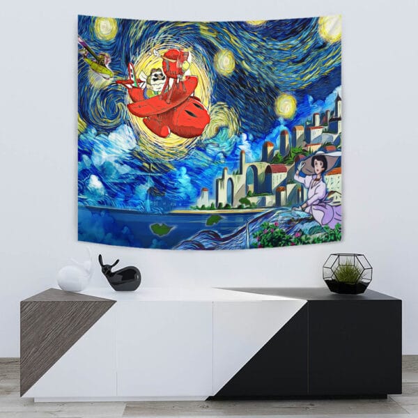 Porco Rosso Starry Night Studio Ghibli Tapestry