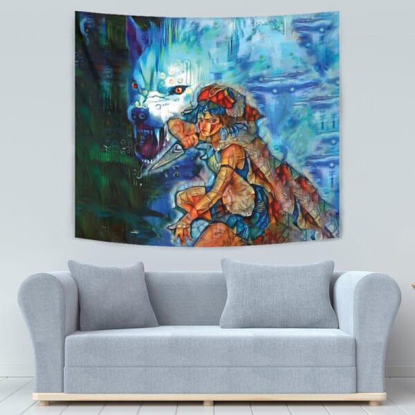 Raging Princess Mononoke Studio Ghibli Tapestry