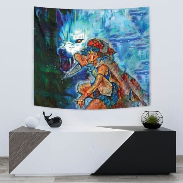 Raging Princess Mononoke Studio Ghibli Tapestry