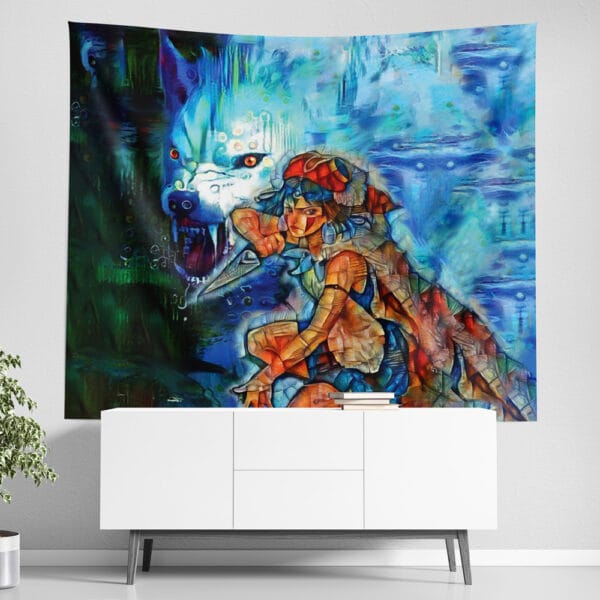 Raging Princess Mononoke Studio Ghibli Tapestry