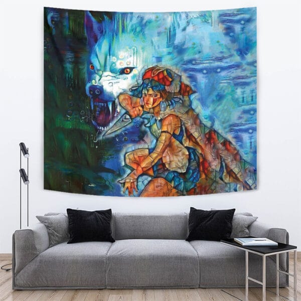 Raging Princess Mononoke Studio Ghibli Tapestry