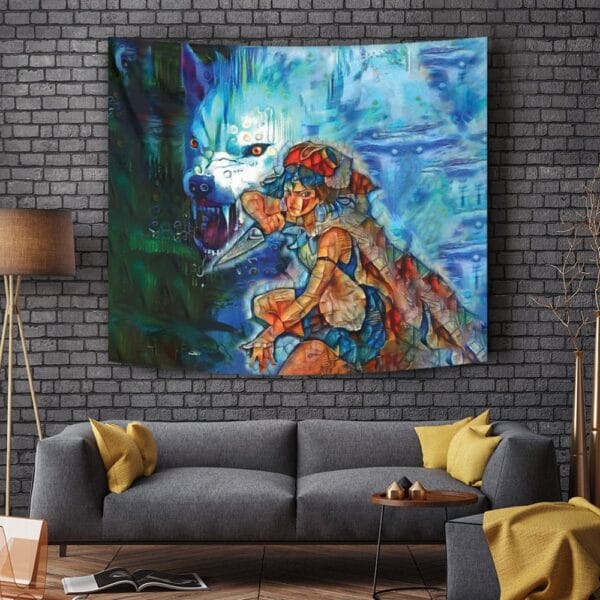 Raging Princess Mononoke Studio Ghibli Tapestry