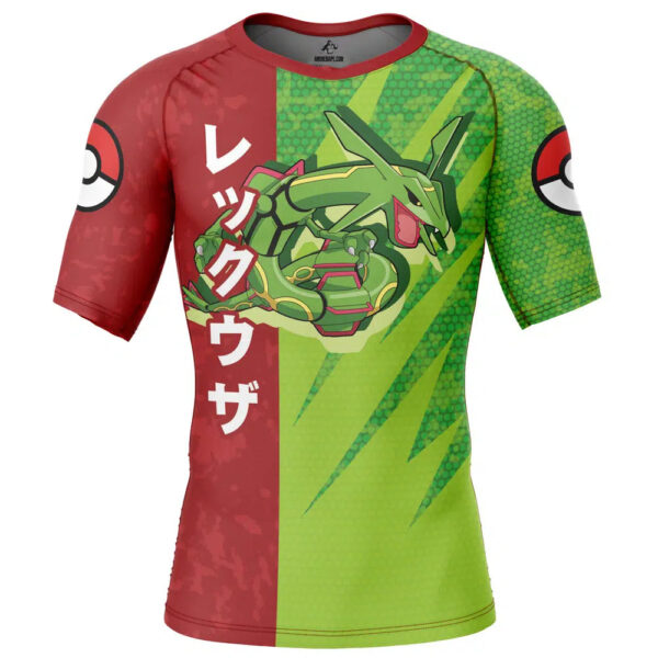 Rayquaza Attack Pokemon Short Sleeve Rash Guard Compression Shirt