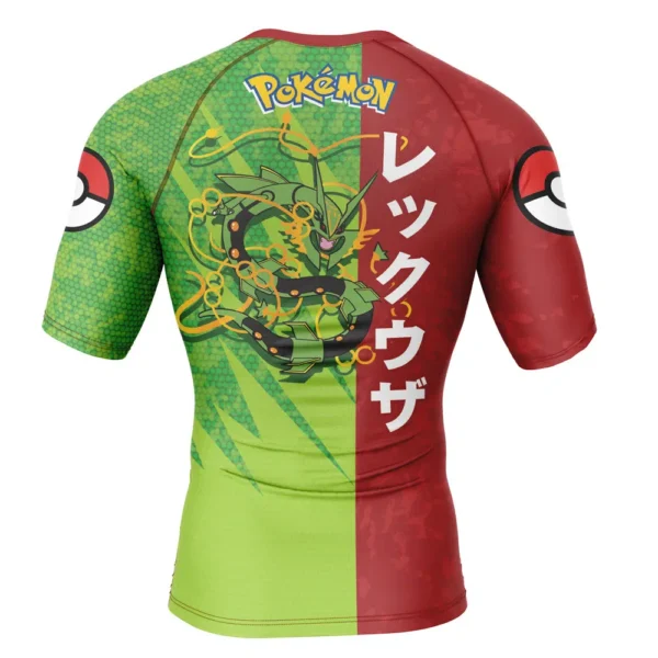 Rayquaza Attack Pokemon Short Sleeve Rash Guard Compression Shirt