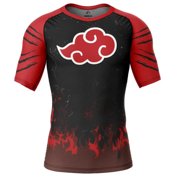 Anime Red Cloud Pride Naruto Short Sleeve Rash Guard Compression Shirt