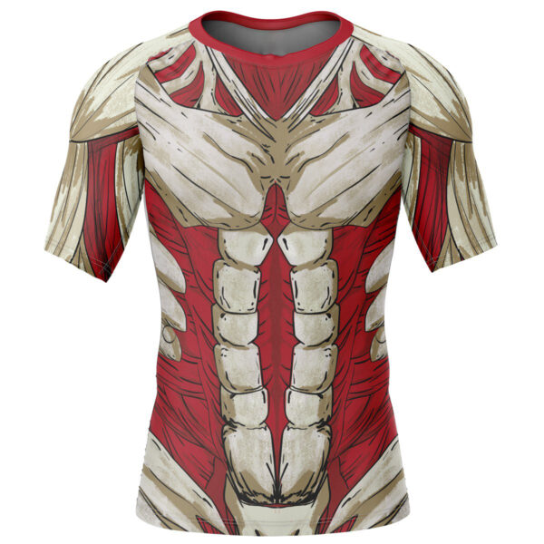 Anime Reiner Braun Armored Attack On Titan Short Sleeve Rash Guard Compression Shirt