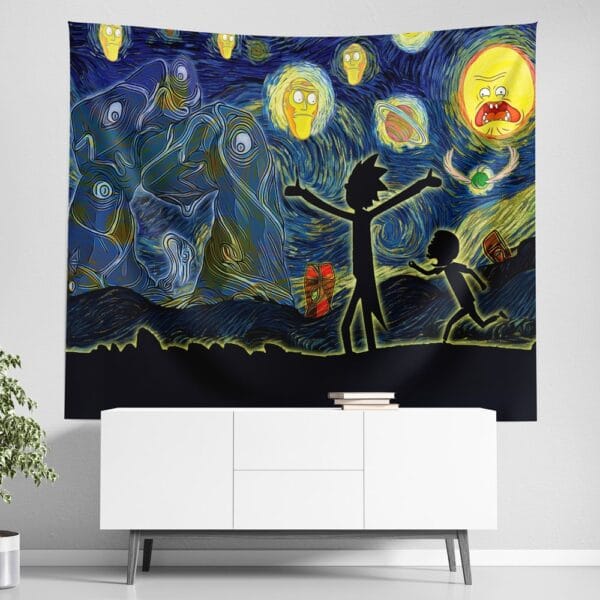 Rick And Morty Starry Night Tapestry