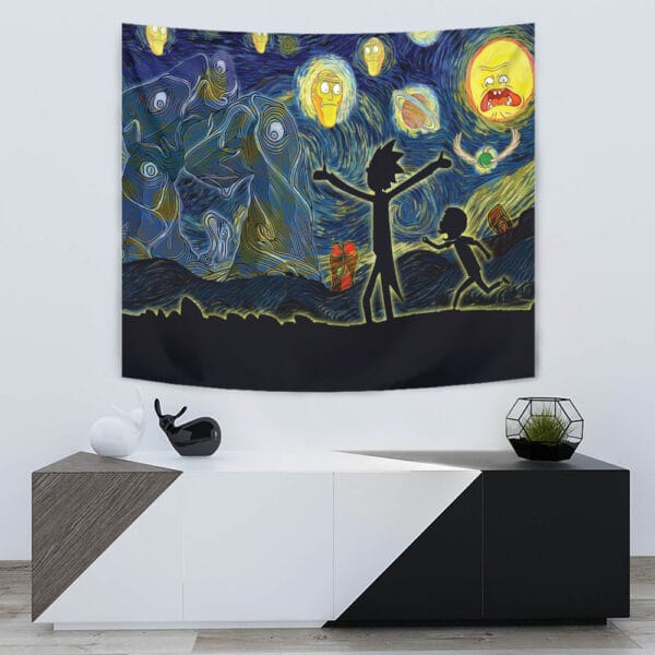 Rick And Morty Starry Night Tapestry