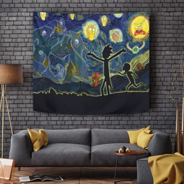 Rick And Morty Starry Night Tapestry